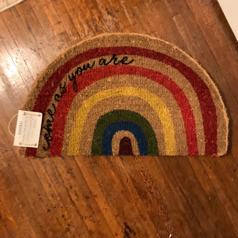 Anthropologie Doormat Rainbow Come As You Are New with Tag